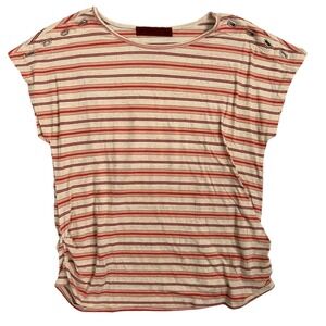 LOVE SCARLETT‎ Striped T Shirt Womens Medium Roll Tab Sleeve Knit Top